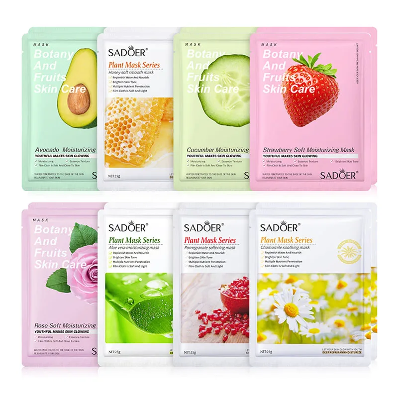 8pcs Natural Plant Face Masks – Korean Skincare Sheet Masks for Hydrating, Moisturizing & Firming