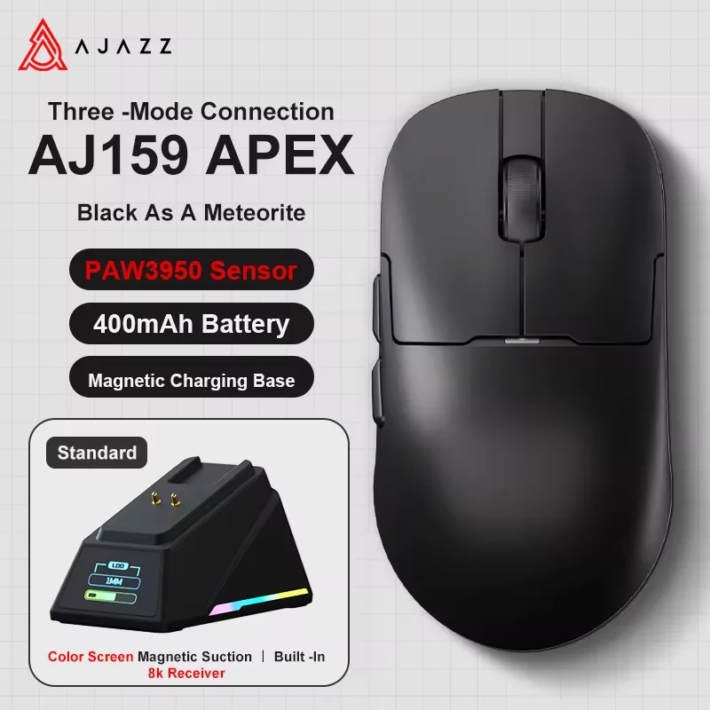 AJAZZ AJ159PRO Wireless Gaming Mouse with RGB Magnetic Charging Base – Lightweight AJ159 APEX Mouse for PC & Laptop 
