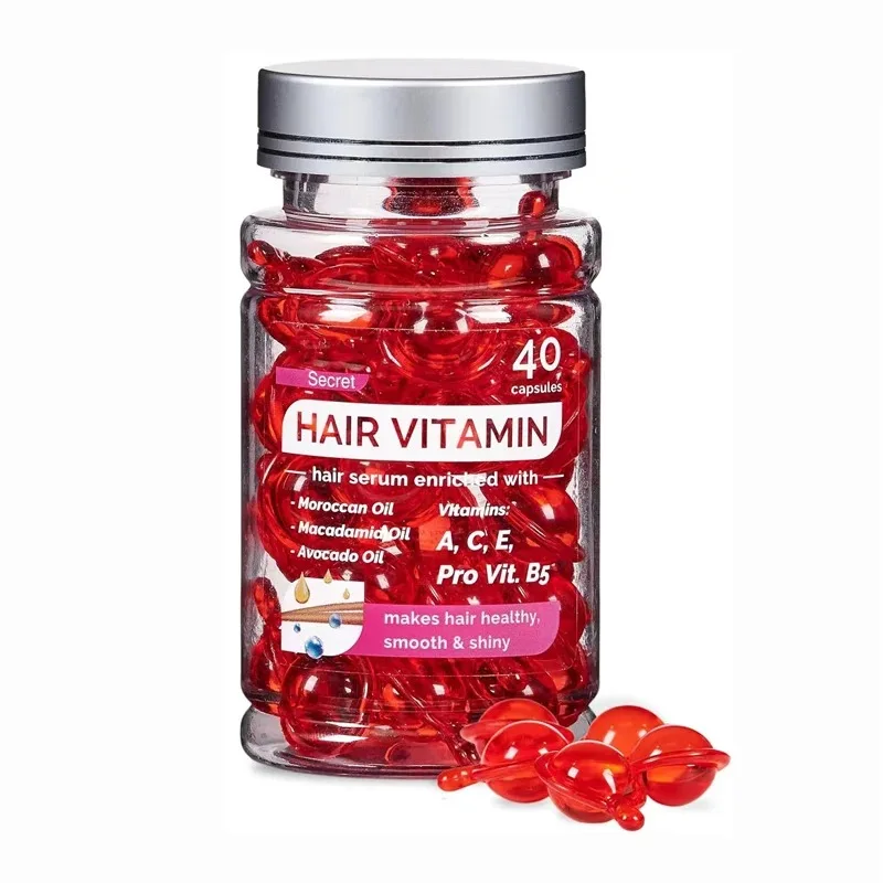 Moroccan Agam Vitamin Hair Oil Capsules – Repair & Nourish Damaged Hair, Split Ends Treatment, Deep Care Essence (40pcs) 