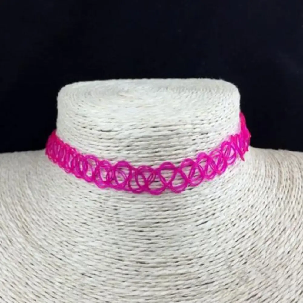 1Pc Fashion Choker for Girl Multi Color Necklace Vintage Elastic Braided Fish Thread Choker Gothic Black Choker Jewellery Gift