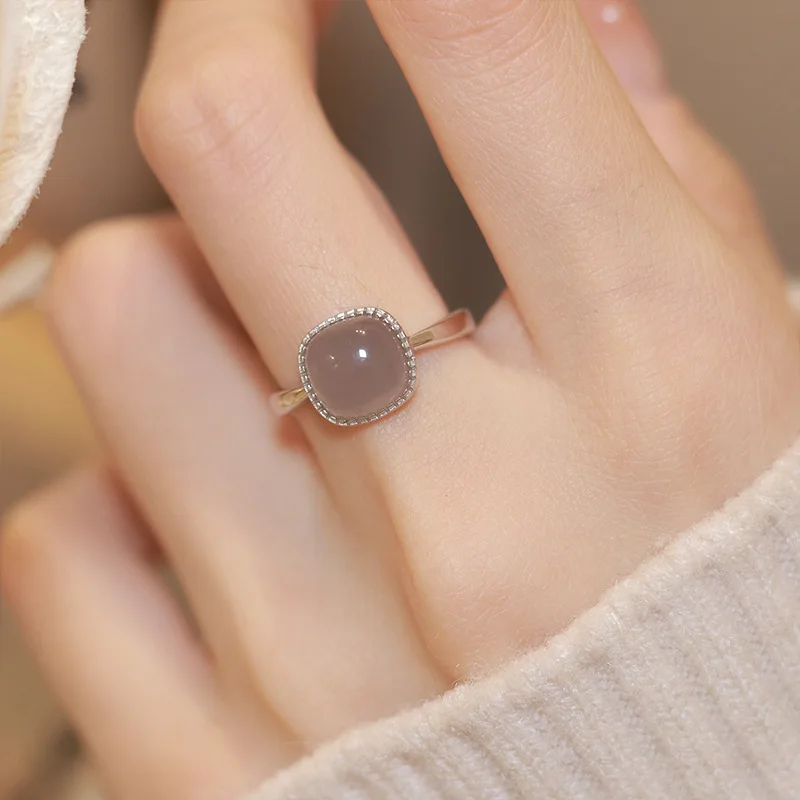 925 Sterling Silver plated Liquid Lava Hetian Jade Bamboo Ring for Women Girl Gift Irregular Vintage Jewelry Dropshipping