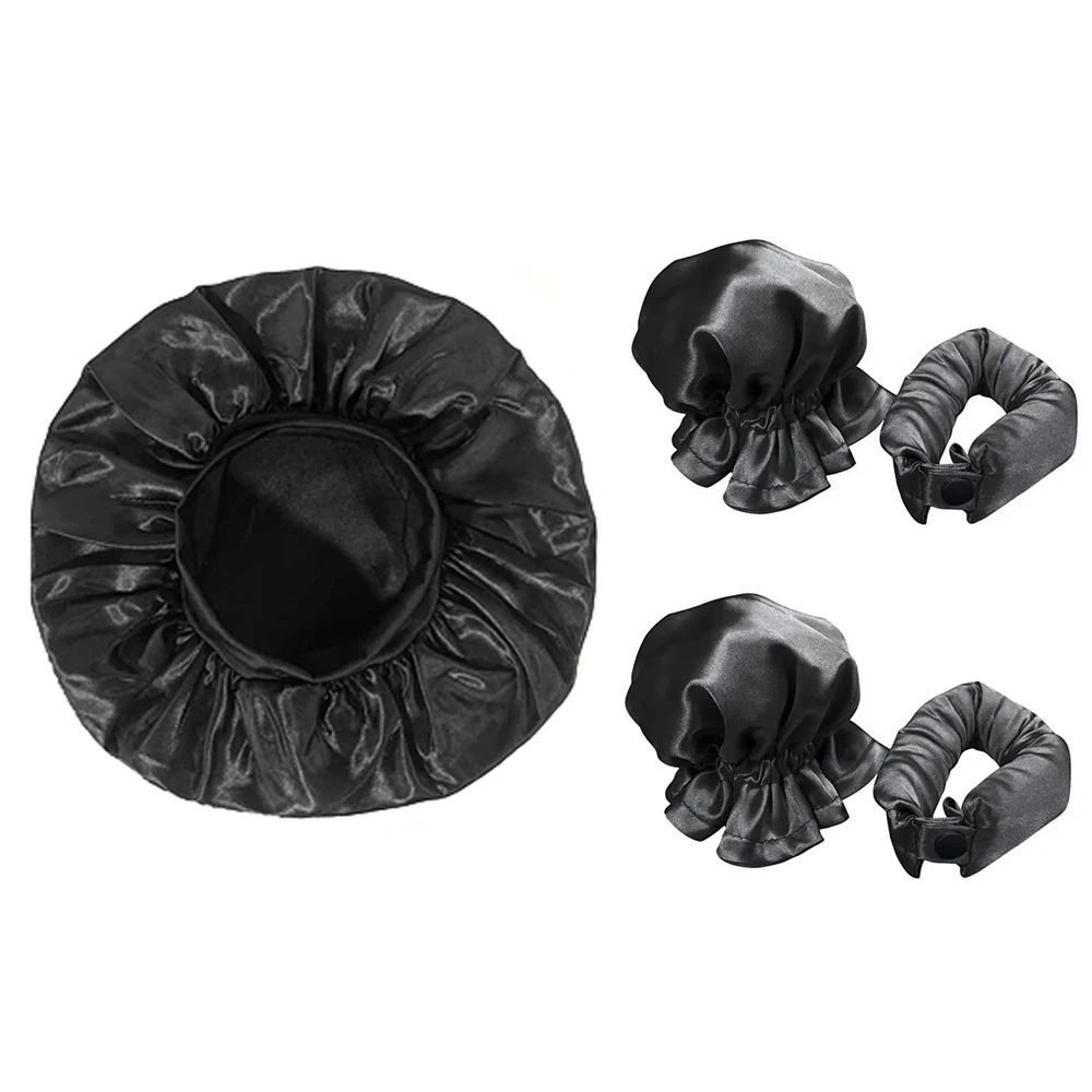 No Heat Hair Curler And Satin Sleeping Cap Set Heatless Hair Curling Headband Hair Claw Clip Hair Rings Soft Sleeping Hat Salon