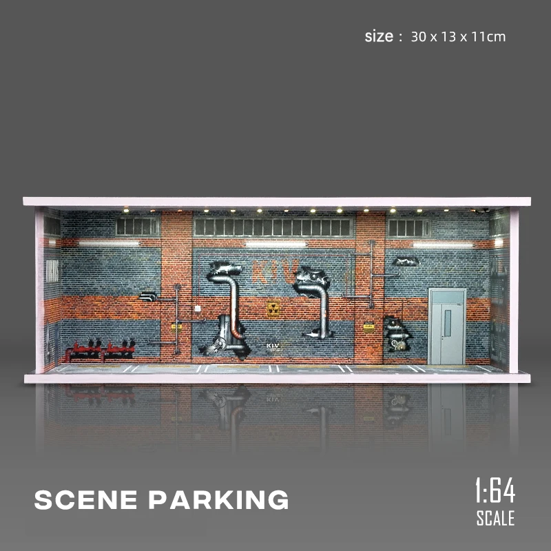 1/64 Garage scene Model Scene with Light Version Simulation Model Scene Decoration Collect (Excluding dolls and car models)