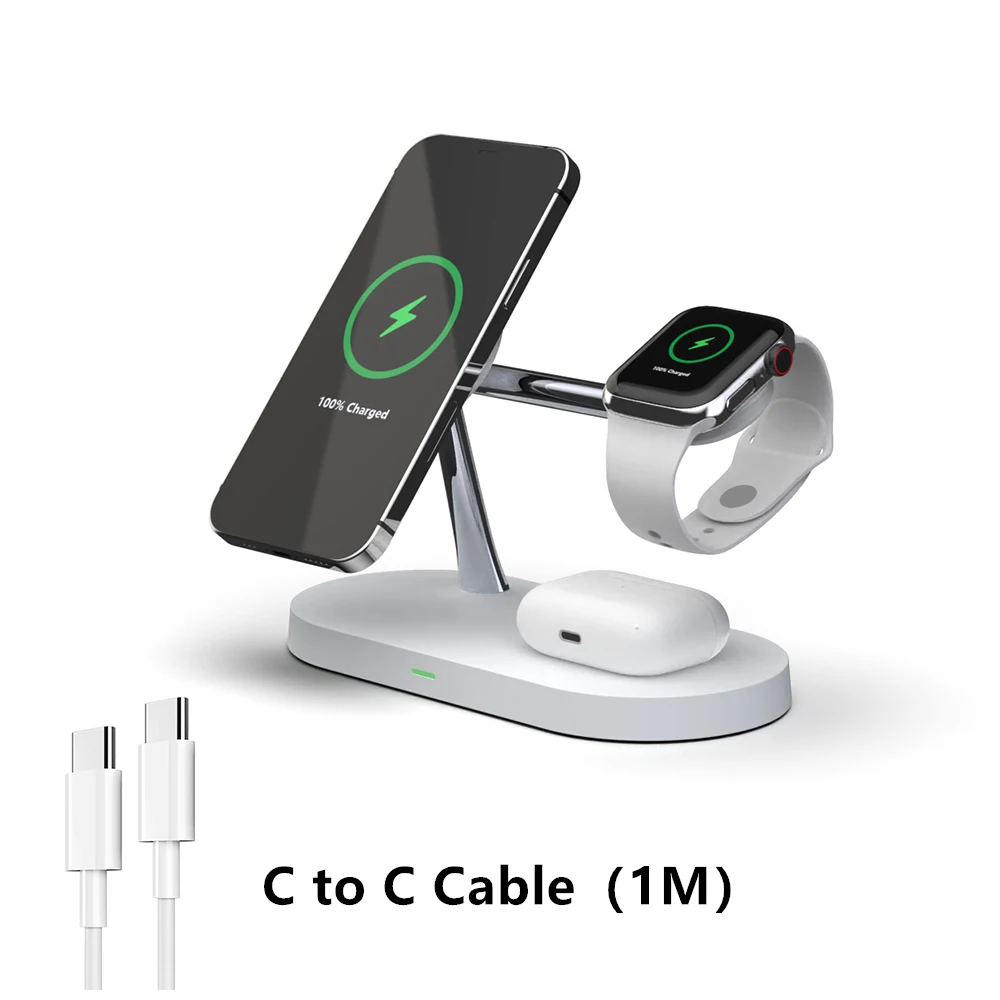 3-in-1 Fast Wireless Charger Stand – For iPhone, Apple Watch & AirPods | Sleek Charging Dock Station