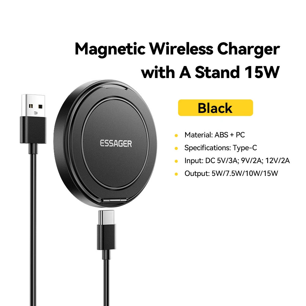 Essager 15W Magnetic Wireless Charger – Fast Charging Pad for iPhone 15/14 & AirPods