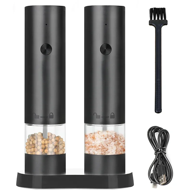 USB Rechargeable Electric Salt & Pepper Grinder – Adjustable Coarseness, Large Capacity, Auto Spices Mill for Kitchen