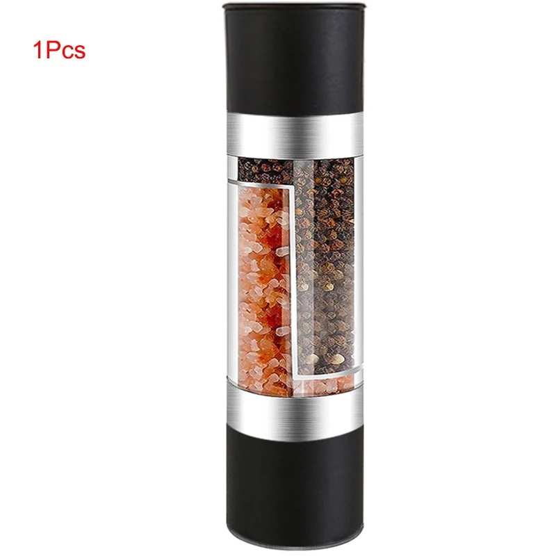 2-in-1 Stainless Steel Salt & Pepper Grinder – Manual Adjustable Ceramic Spice Mill Kitchen Tool