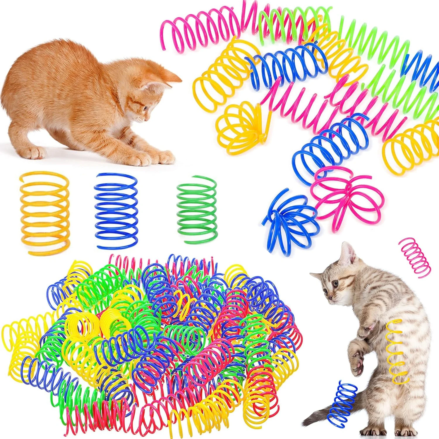 Interactive Cat Spring Toys – Colorful Spiral Coils for Indoor Play & Kitten Exercise