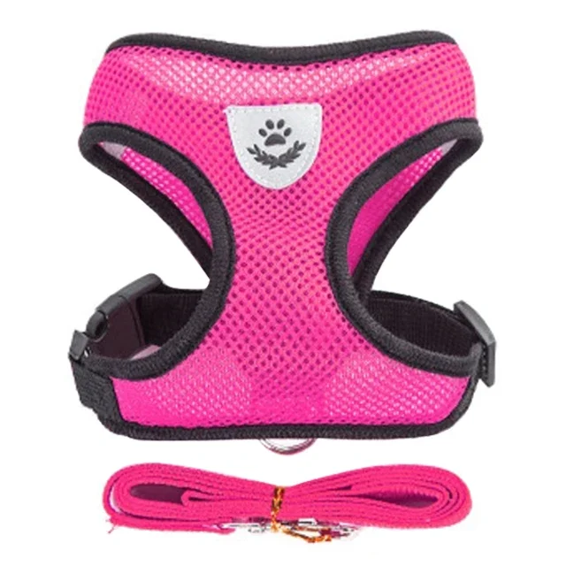Adjustable Cat & Dog Harness Vest with Leash – Breathable Mesh for Small & Medium Pets