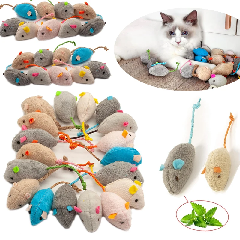 Interactive Catnip Mouse Toys – Rattle Plush Cat Mice for Indoor Cats Play & Hunting Fun (3–200 Pcs)