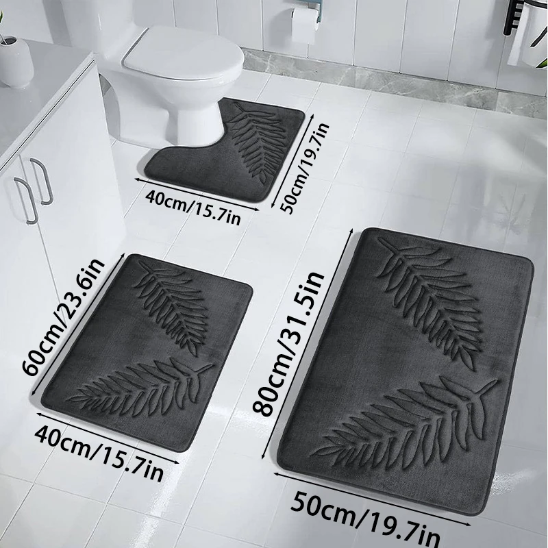 3PCS Bathroom Mats Set – Soft, Quick-Dry, Non-Slip Water Absorption Rugs for Home