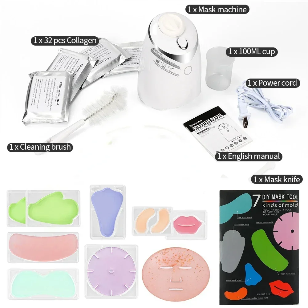 DIY Mini Face Mask Maker – Automatic Collagen & Fruit Mask Machine with 10 Mask Molds