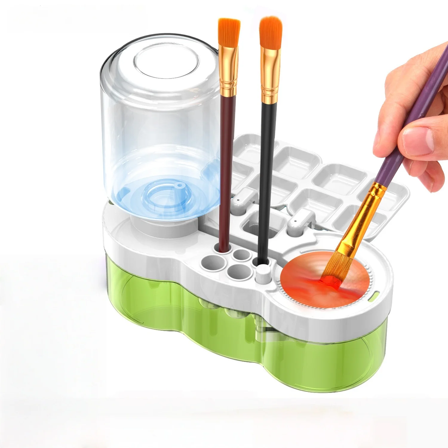 Automatic Paint Brush Cleaner – Watercolor & Oil Brush Rinser with Drain Button