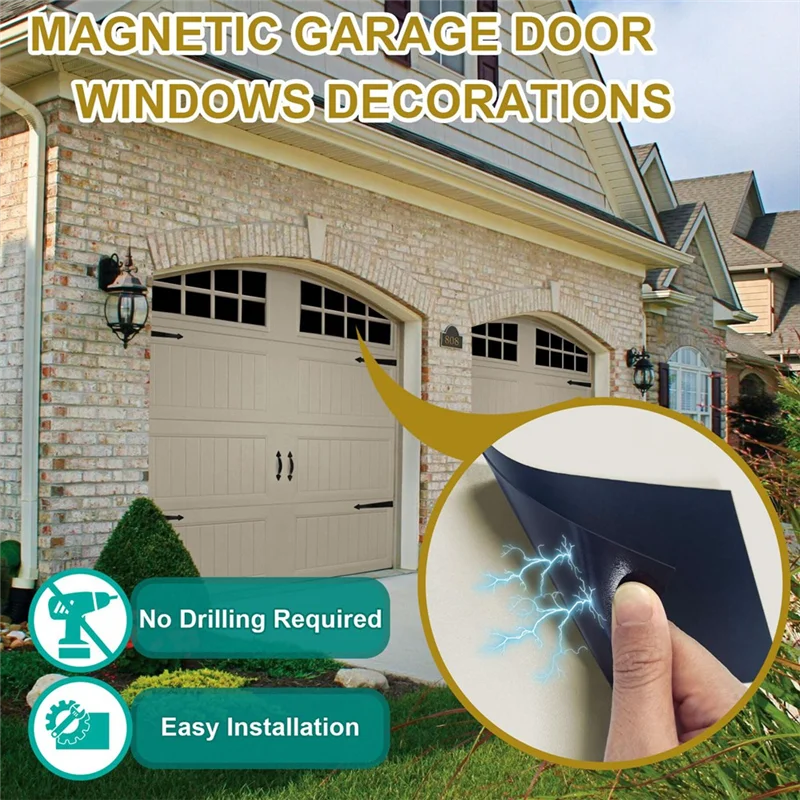 Top Sale Magnetic Garage Door Window Hardware Faux PVC Fake Decorative Window Decals Kits For Car Metallic Garage