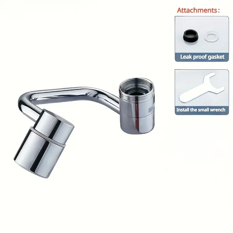 1pc 1080° Swivel Stainless Steel Kitchen Faucet Extender Universal Splashproof Dual Mode Bathroom Sink Accessories with Adapter