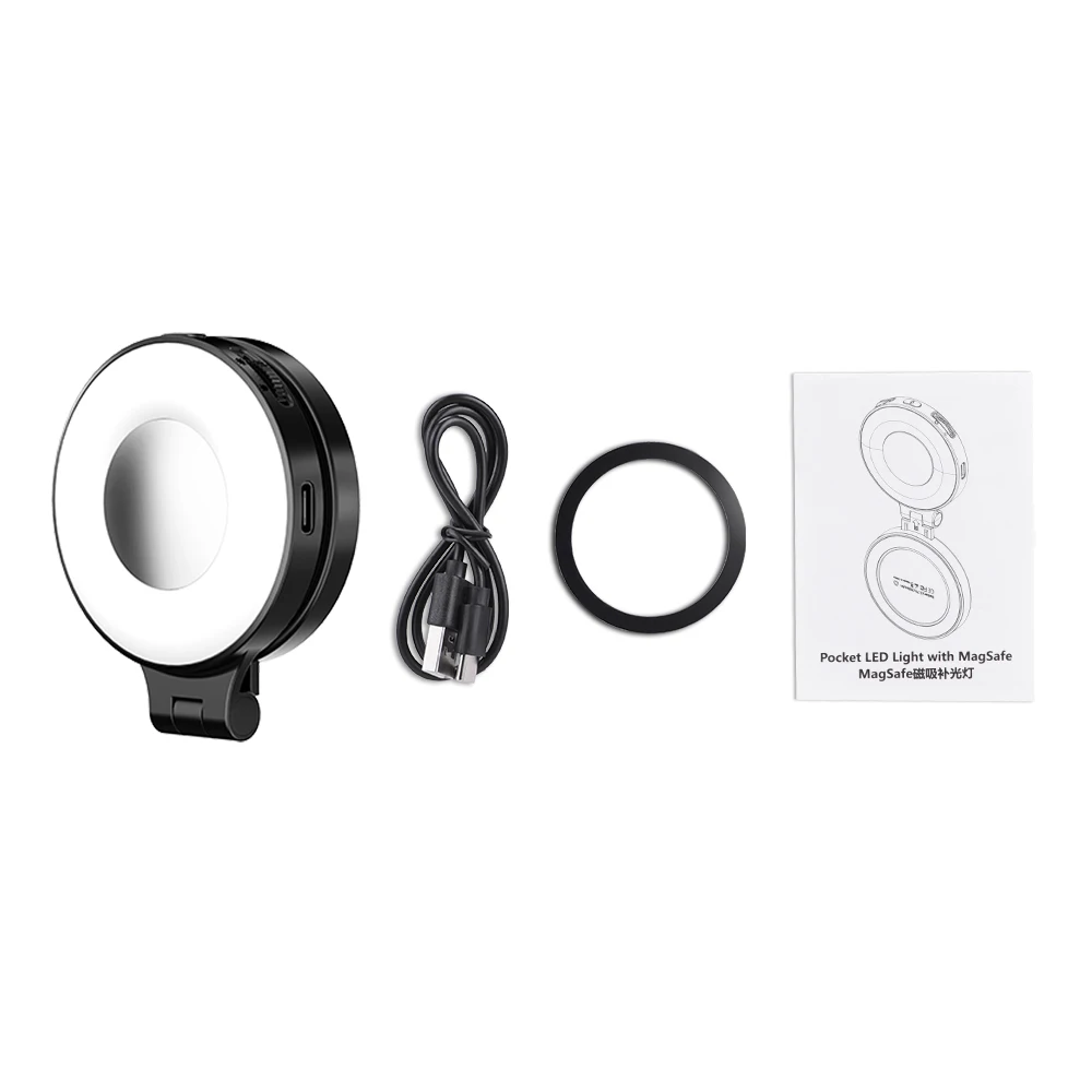 Magnetic Fill Lights For iPhone 17 16 15 14 13/Pro, Photography LED Selfie Ring Lamp Retractable Flip,Compatible With Magsafe