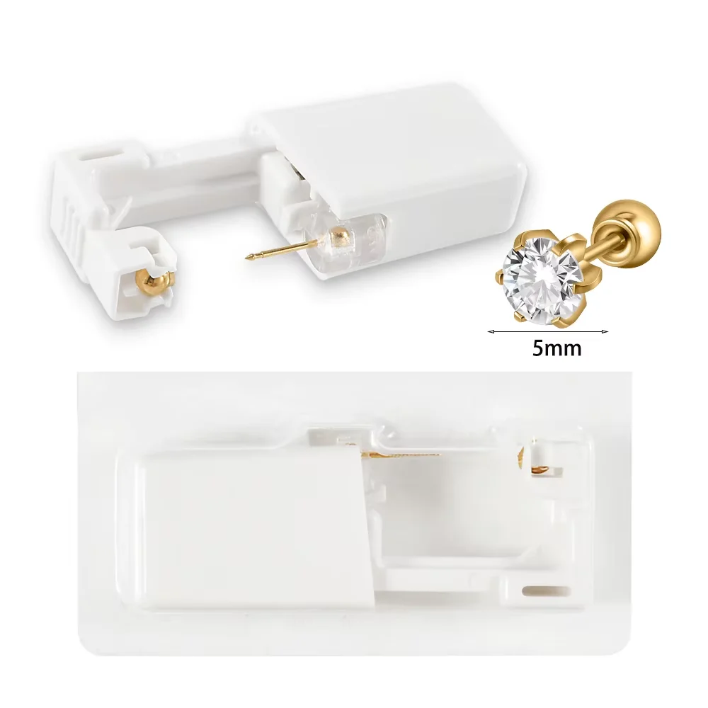 1pc Disposable Sterile Ear Piercing Unit Ear Tragus Piercing Gun Home Use NO PAIN Piercer Tool Machine Kit Stud with Safe Ball