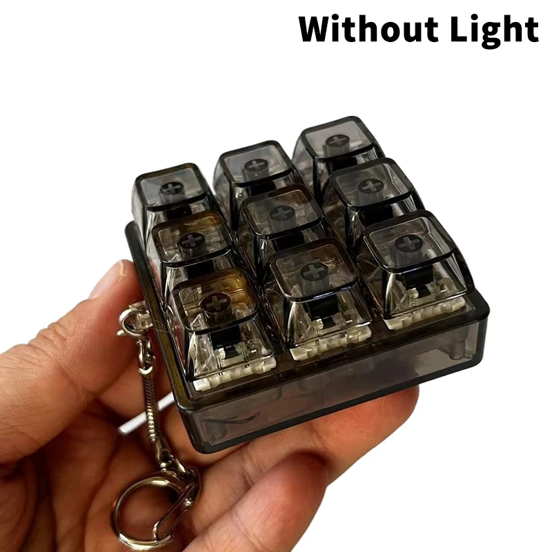 4/9 Keys Mechanical Keyboard Axis Tester LED Keyboard Key Toy Stress Relief DIY Button Keycap Fidget Keychain Toys Gift