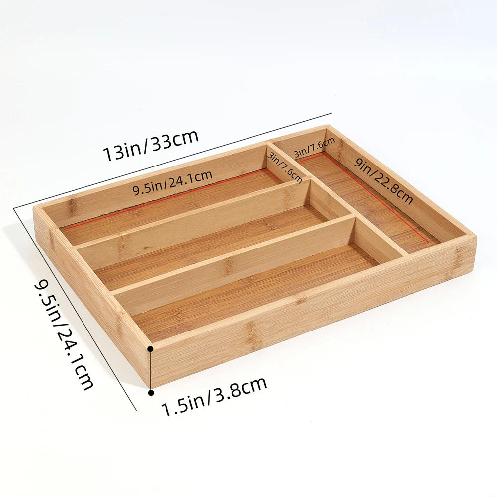 Bamboo Cutlery Divide Storage Trays Rack Neat Elegant Kitchen Drawer Organizer Home Accessories