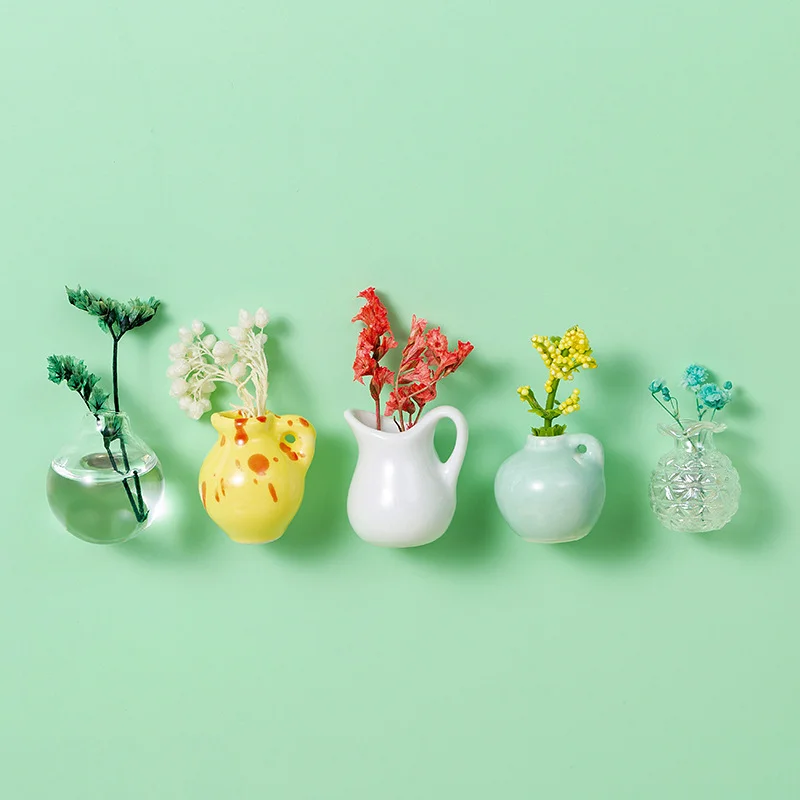 Small Fridge Magnet Decoration Mini Ceramic Vase Micro Landscape Ornament fridge cute magnets place flower arrangements