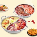 34cm Stainless Steel Shabu Shabu Hot Pot with Divider & Glass Lid Perfect for Family Meals and Versatile Cooking