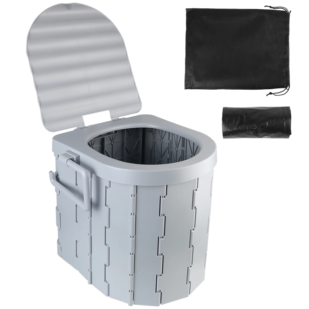 Travel Bucket Toilet Seat Portable Folding Toilet with Lid Emergency Toilet Car Folding Toilets Camping Toilet
