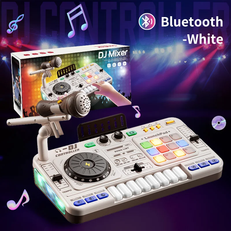 Kids Simulation DJ Mixer Controller Toys Multifunctional Music Effects Electronic Learning Game Birthday Gift for Children