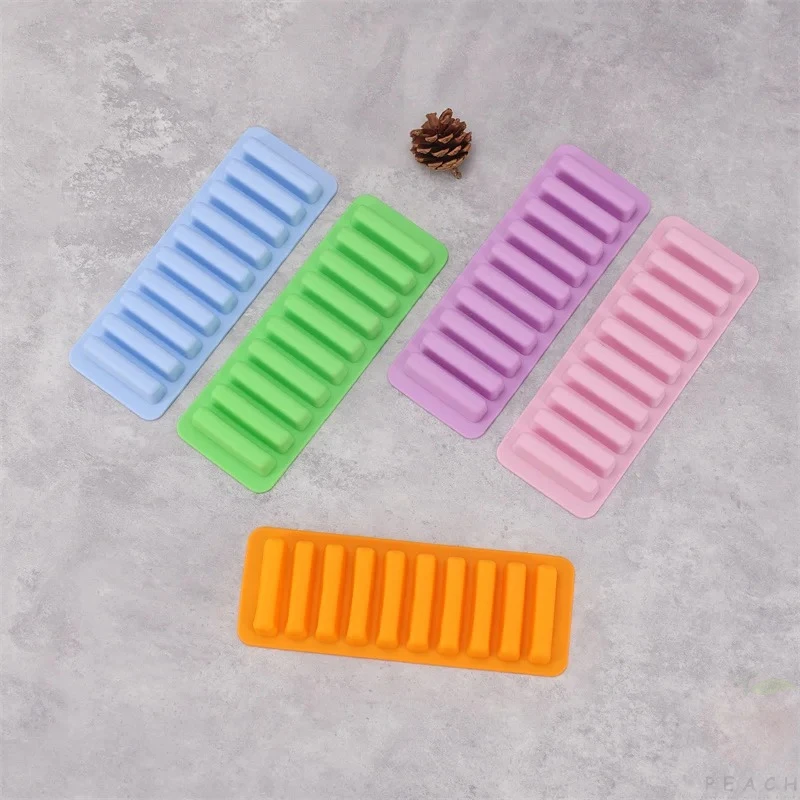 10 Grids Long Strip Shape Silicone Ice Cube Mould 