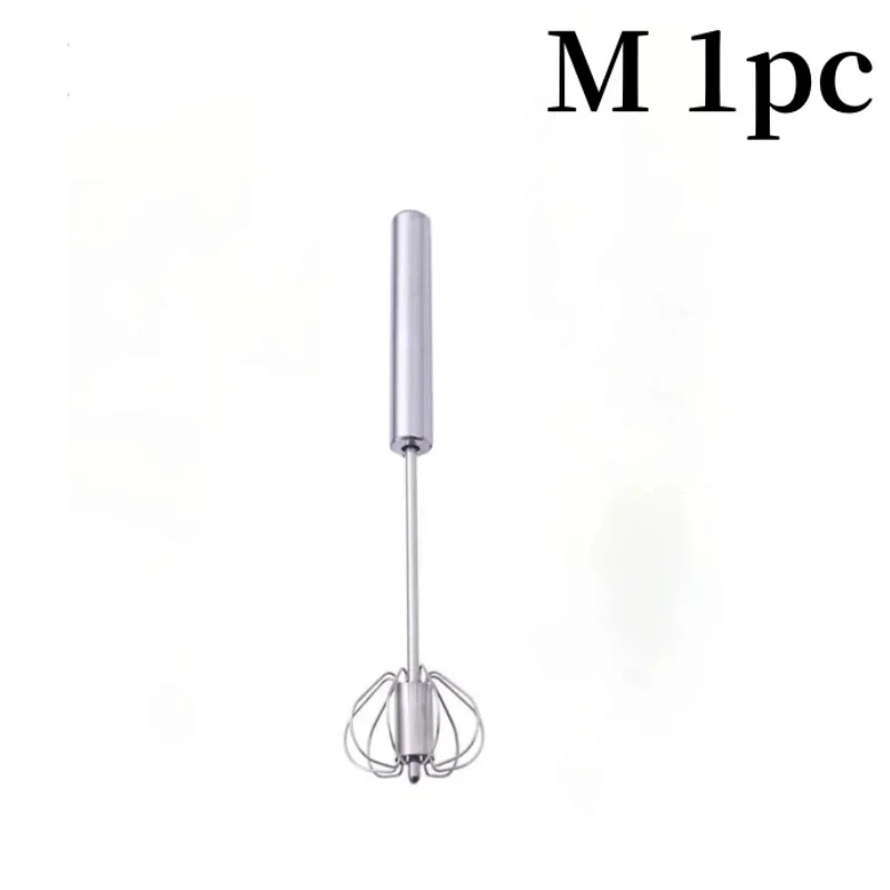 Semi-Automatic Egg Beater – Stainless Steel Self-Turning Hand Whisk for Mixing & Creaming
