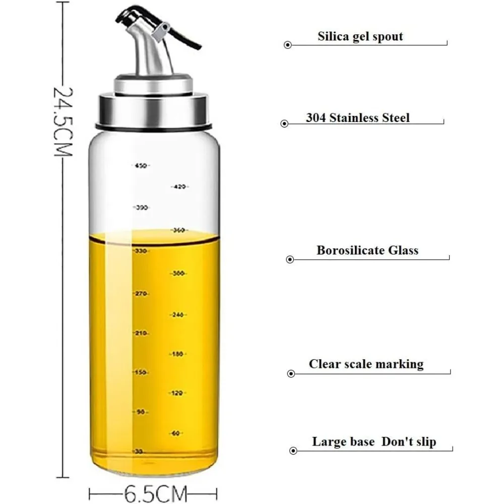 Olive Oil & Vinegar Dispenser – 10oz Glass Bottle with Drip-Proof Cap & Measurement Marks