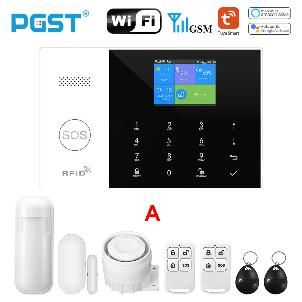 PGST Tuya Smart Home Alarm System – GSM/WiFi Wireless Security Kit with Smart Life & Alexa Control