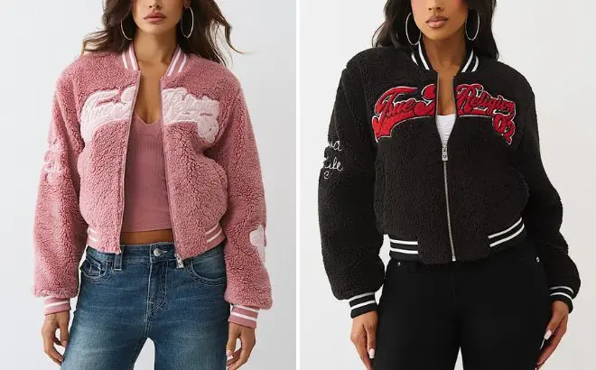 True Religion Women’s Sherpa Varsity Bomber Jacket
