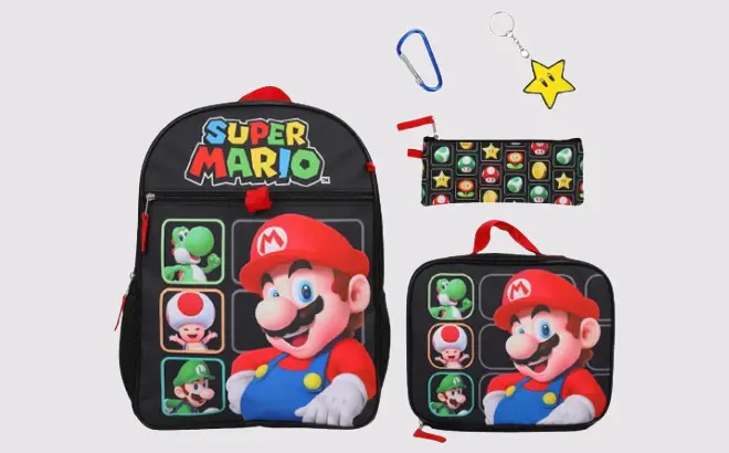 Super Mario 5-Piece Backpack Set 