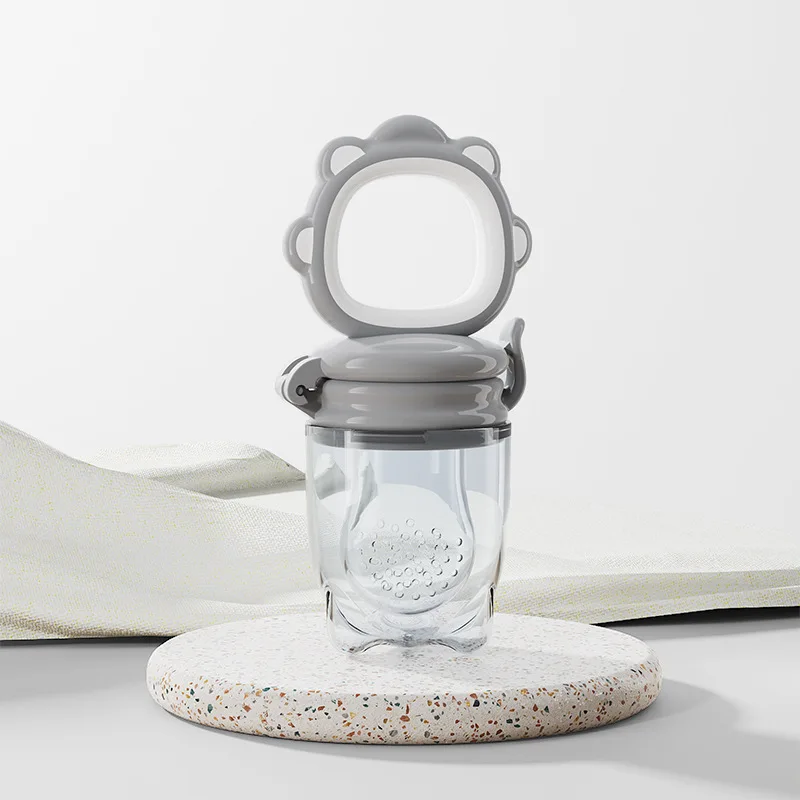 Baby Fruit & Vegetable Feeder with Silicone Mesh, Cartoon Lion Teething Feeder