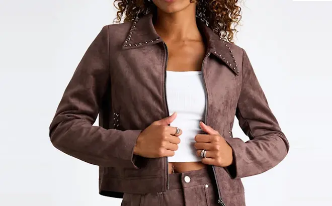 Lulus Women’s Suede-Style Jacket 