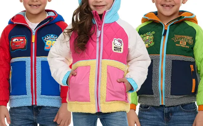 Kids Character Hooded Fleece Jackets 