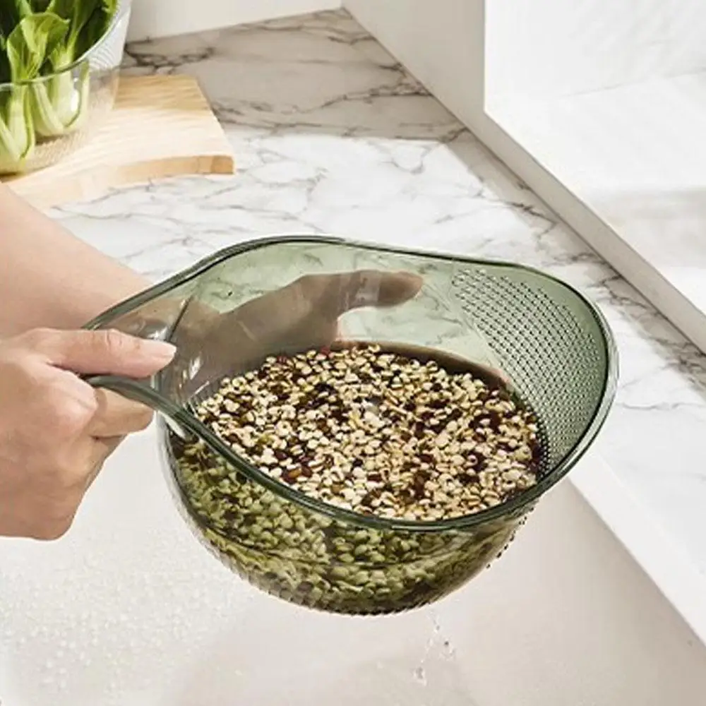 Plastic Rice Washing Bowl with Colander & Drainer 