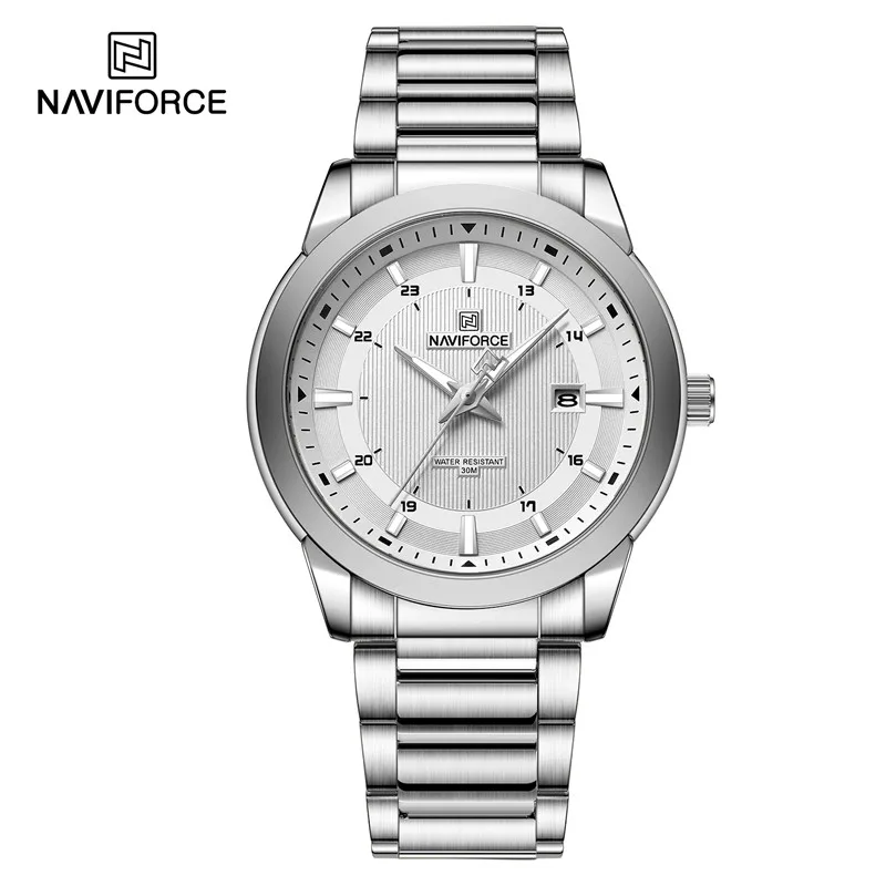 2025 NAVIFORCE Men's Luxury Waterproof Quartz Watch – Stainless Steel Chronograph Military Sports Wristwatch with Date Display