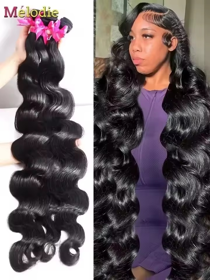 MELODIE 30 32 40 Inch Body Wave 1 3 4 Bundles Brazilian Hair Water Wavy Weave Human Hair Bundles Extensions Tissage For Women