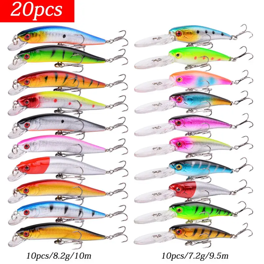 Mixed Fishing Lure Kit – Crankbait, Minnow, Popper, Wobbler Baits for Bass & Trout, Lifelike Artificial Fishing Tackle Set 