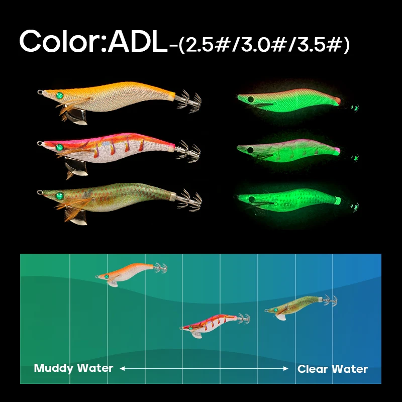 LETOYO Luminous Squid Jig Fishing Lure – 2.5#–3.5# Artificial Bait for Squid, Cuttlefish & Webfoot Octopus, Sea Fishing Gear 