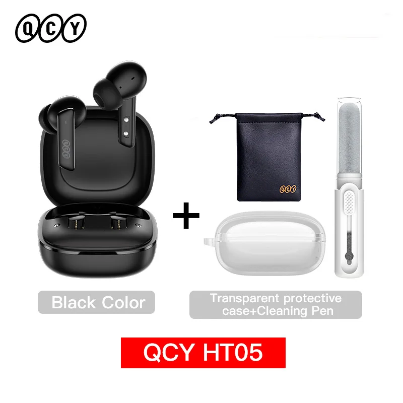 QCY HT05 MeloBuds ANC – Bluetooth 5.2 Earbuds with 40 dB Hybrid ANC, 6‑Mic ENC HD Calls, Transparency Mode & Touch Controls