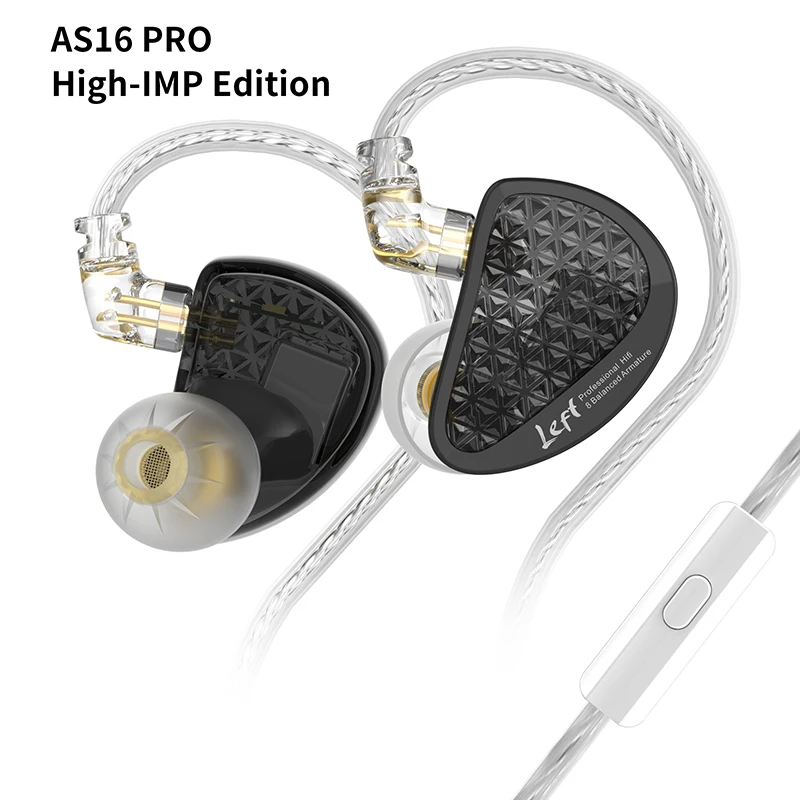 KZ AS16 PRO Wired Headphone 8BA Balance Armature In Ear Monitor Earphone MP3 Bass Music Earbuds HIFI Headset With Microphone