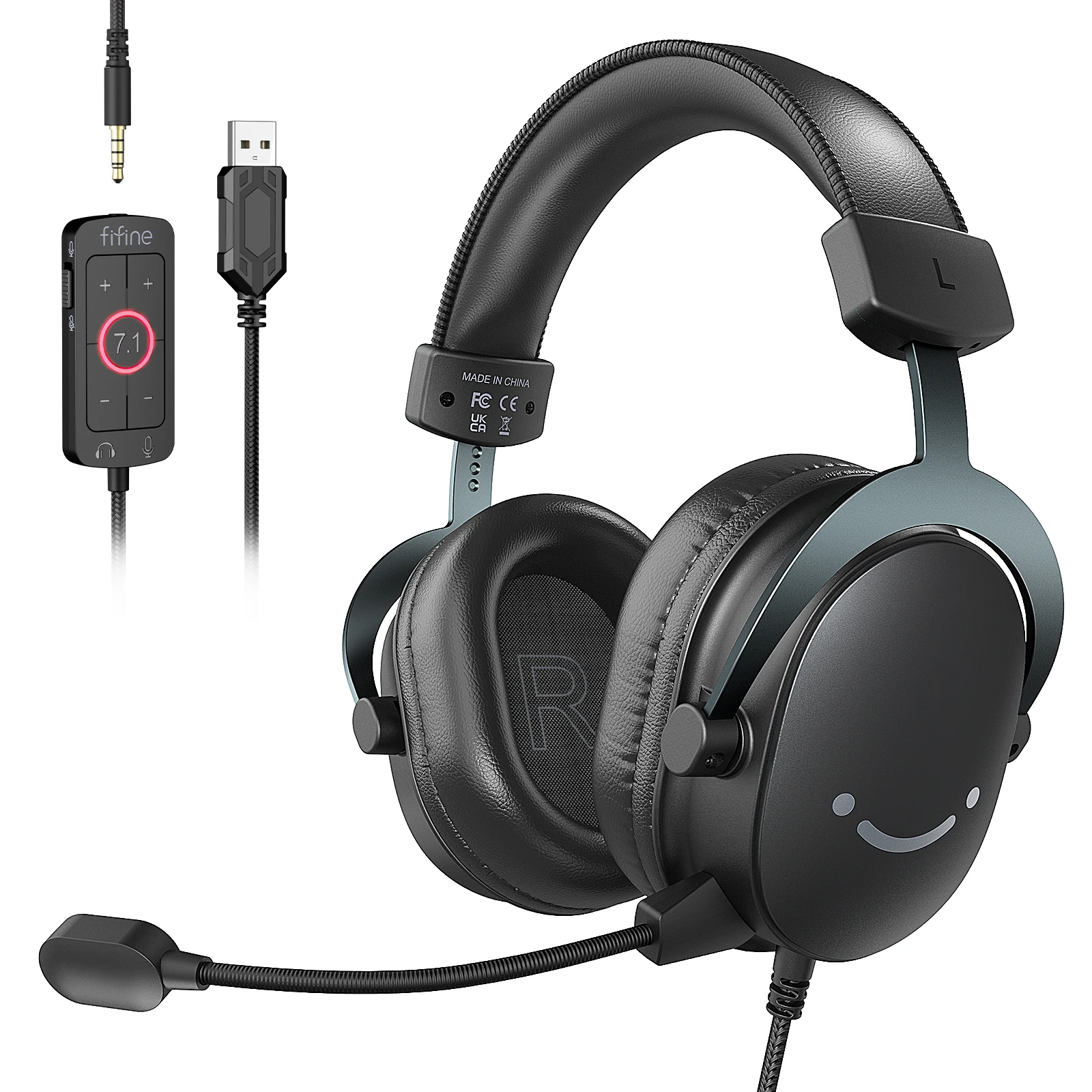 FIFINE Mixer-H9 Gaming Headset – 7.1 Surround Sound, USB & 3.5mm Jack, Volume Control & Mute Switch for PC, Mac, PS4, PS5 