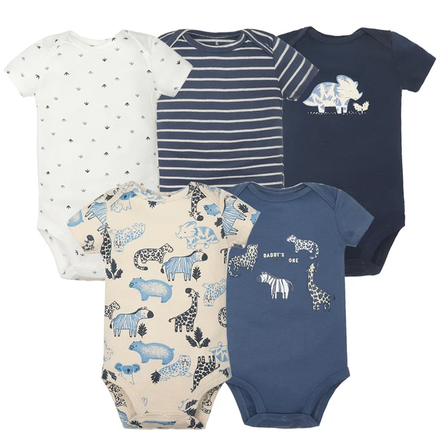 5PCS/Lot Baby Boys Girls Bodysuits 100% Cotton Short Sleeves Kids Clothes 6-24 Month Newborn Baby Clothing Jumpsuit