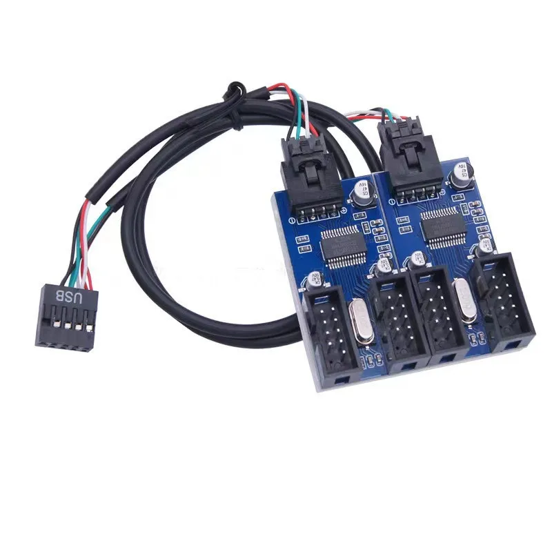 9-Pin USB Splitter Cable – Motherboard USB Header 1 to 2 & 1 to 4 Extension Adapter