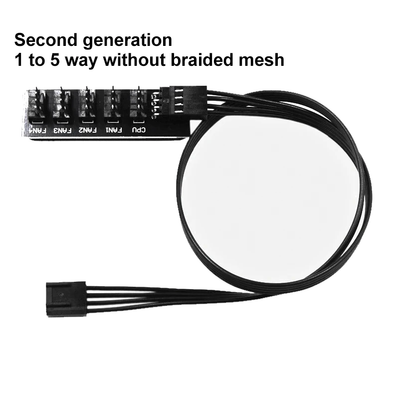 1 to 5 PWM Fan Hub Splitter – 4-Pin/3-Pin PC CPU Cooler Fan Power Adapter for Desktop Case