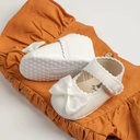 Meckior Baby Girl Shoes – PU Leather Bowknot Princess Flats with Non-Slip Cotton Sole 0-18M 