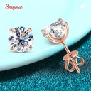 Smyoue 0.2–3CT Rose Gold Moissanite Stud Earrings – Lab-Created Diamond Sparkle, 925 Sterling Silver, Classic Wedding Jewelry 