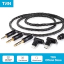 TRN T2 Pro 16-Core Silver-Plated Upgrade Cable – MMCX/QDC/0.75/0.78mm for IEMs, 2.5/3.5/4.4mm, Type-C & Lightning 